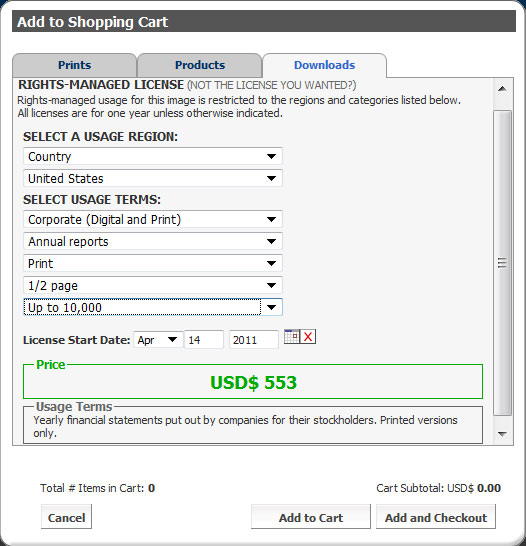 stock photo price calculator